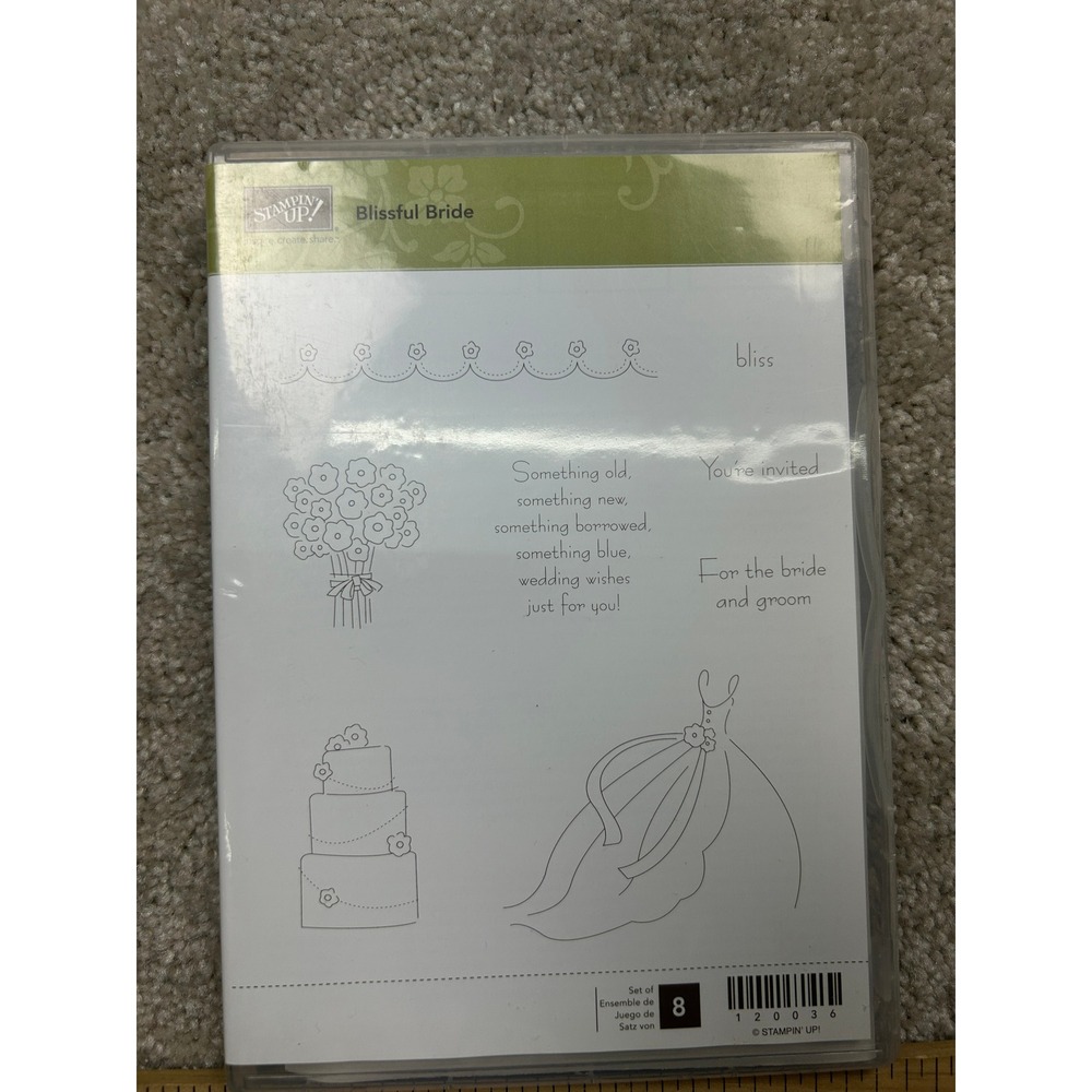 Stampin Up Blissful Bride 120036 Clear Mount Rubber Stamps Wedding Bride 8pc